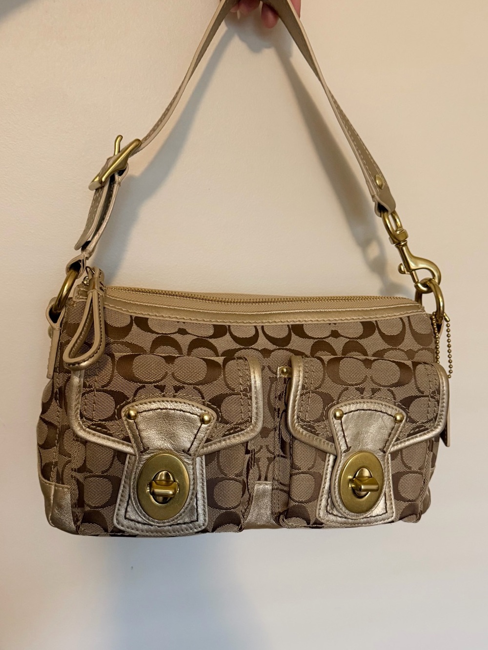 Vintage Coach 65th Signature Legacy Turnlock Shoulder Bag